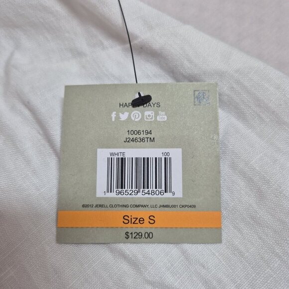 John Mark Womens Embroidered Linen Blouse  size S White Long Sleeve - Picture 4 of 14